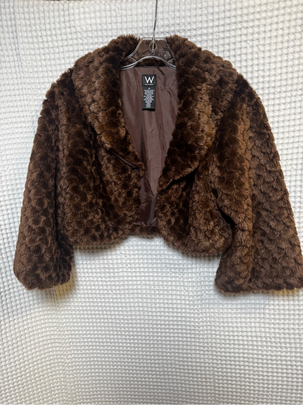 Faux Fur Cropped Teddy Jacket in Dark Brown